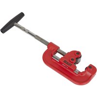 Red Sealey AK5062 pipe cutter with adjustable T-handle and cutting wheel.