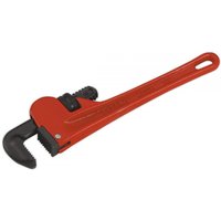 Red Sealey pipe wrench, European pattern, 250mm, cast steel with adjustable jaw and textured handle.