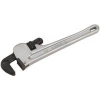 Sealey AK5108 pipe wrench, 350mm, silver aluminum alloy with adjustable black jaw and ergonomic handle.