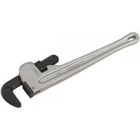 Sealey AK5109 pipe wrench, 450mm, silver aluminum alloy, European pattern, with adjustable jaw and ergonomic handle.