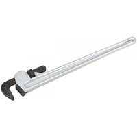 Silver Sealey pipe wrench with black adjustable jaw and long handle, European pattern, 915mm aluminium alloy.