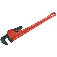 Red Sealey pipe wrench, European pattern, 610mm, cast steel with adjustable jaw and long handle.