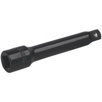 Black Sealey impact extension bar, 125mm length, 1/2in square drive, cylindrical with a socket end.