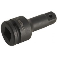 Black Sealey impact extension bar, 100mm length, 3/4in square drive, with engraved measurements and a matte finish.