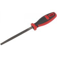 3-square engineer's file with a black and red ergonomic handle, 150mm length, by Sealey.