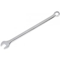 Extra-long silver Sealey combination spanner, 16mm, with open and ring ends, sleek and polished finish.