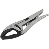 Silver Sealey AK6870 slip joint locking pliers with black adjustable jaw and ergonomic handle.