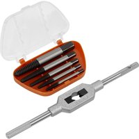 Sealey AK721 6 Piece Screw Extractor Set with orange case, silver extractors, and T-handle wrench.