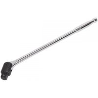 Sealey AK7311 breaker bar, 600mm, 1in square drive, chrome finish, long handle, black pivoting head.