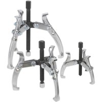Sealey AK78 3 Piece Triple Leg Gear Puller Set with silver arms and black central screw, various sizes.