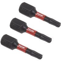 Sealey AK8216 T15 Trx-Star power tool bits, black with red bands, 25mm length, set of 3.