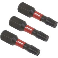 Sealey AK8218 Trx-Star T25 impact bits, 25mm, 3-piece set, black with red bands and white logo.