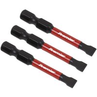 Sealey AK8227 slotted impact power tool bits, 5.5mm, 50mm length, black tips with red shafts, set of three.