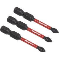 Three black and red Sealey Phillips #1 impact power tool bits, 50mm length, with hex shank and pointed tips.