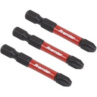 Sealey Phillips #3 impact power tool bits, 50mm, set of 3, black tips, red shafts with white "Premier" text.