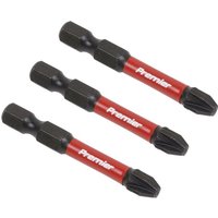 Black and red Sealey Pozi #3 impact power tool bits, 50mm length, set of 3 with hex shank and precision tips.
