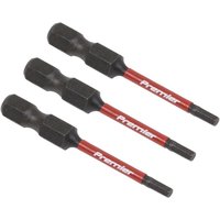 Sealey AK8235 hex 2.5mm impact power tool bits, 50mm length, black with red accents, set of three.