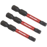 Black and red Sealey T27 impact power tool bits, 50mm length, set of 3 with hexagonal ends and "Premier" branding.