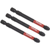 Sealey Pozi #3 impact power tool bits, 75mm, black with red bands, set of 3.