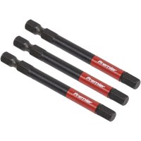 Set of three Sealey 6mm hex impact bits, 75mm long, black with red bands and white branding.