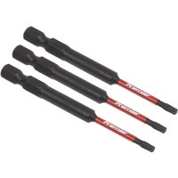 Black Sealey T10 impact power tool bits, 75mm, with red and white branding, set of three.