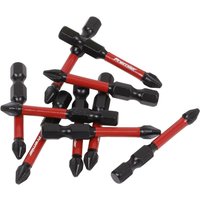 Red and black Sealey Phillips #2 impact power tool bits, 50mm, set of 10, with durable construction.