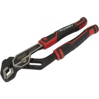 Black and red Sealey water pump pliers, 200mm, with adjustable jaws and ergonomic rubber grips.
