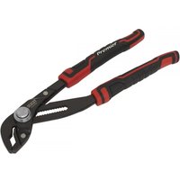 Sealey AK83802 quick release water pump pliers, 250mm, black with red rubber grips and adjustable jaw.
