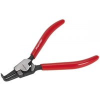 Red-handled Sealey external bent nose circlip pliers, 180mm, with black jaws and a silver pivot joint.