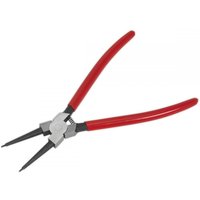 Red-handled Sealey circlip pliers with straight nose, internal design, and 230mm length.