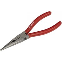 Red-handled Sealey long nose pliers, 170mm, with silver pointed jaws and serrated gripping surface.
