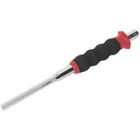 Sealey AK91318 pin punch with silver metal shaft, black textured grip, and red accents.