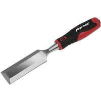 Red and black Sealey AK9237 wood chisel with 38mm steel blade and ergonomic handle.