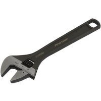 Black Sealey adjustable wrench 200mm with silver jaw and measurement markings on the head.