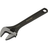 Black Sealey adjustable wrench 250mm with silver jaw and measurement scale on handle.