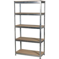 Sealey AP6350GS 5 Shelf Galvanised Racking with metal frame and wooden shelves, ideal for storage and organization.