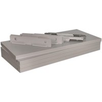 Steel shelves for industrial cabinets, pack of four, rectangular shape, metallic finish, by Sealey.