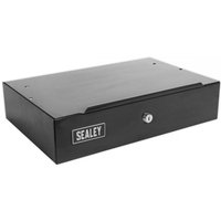 Black Sealey side cabinet for long handle tools, rectangular with a lockable front panel and Sealey logo on the side.