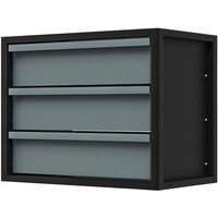 Black and gray Sealey modular racking unit with three drawers, 580mm wide, sleek design for organized storage.