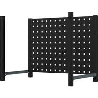 Black Sealey modular racking mid unit pegboard with square holes, supported by three vertical posts.
