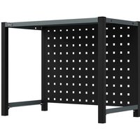 Black Sealey modular racking unit with one shelf and perforated pegboard, sturdy metal frame, 580mm width.
