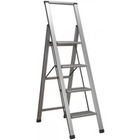 Sealey APSL4 aluminium folding step ladder, four steps, silver finish, black non-slip feet, 150Kg capacity.