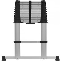 Sealey ATL13 aluminium telescopic ladder with 13 treads, silver with black accents, compact and extendable design.