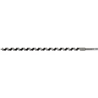 Auger wood drill bit, 600mm long, 18mm diameter, spiral flutes, silver shaft with black cutting edges.