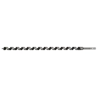 Long black auger wood drill bit with spiral flutes and hex shank, 20mm diameter and 600mm length.