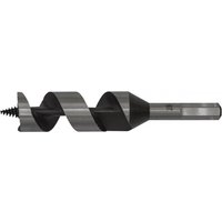 Auger wood drill bit, 28mm diameter, 155mm length, with spiral flutes and hex shank, by Sealey.