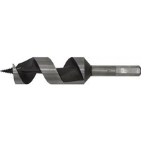 Auger wood drill bit, 30mm diameter, 155mm length, with spiral flutes and hex shank, by Sealey.