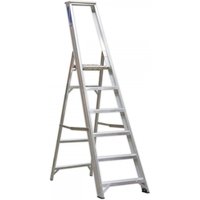 Sealey AXL6 aluminium step ladder, 6-tread, silver, industrial design, sturdy frame, wide steps, safety platform.