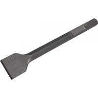 Sealey wide chisel, 75x375mm, dark gray steel with flat wide blade and hexagonal shank for Bosch 11304.
