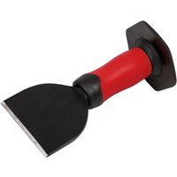 Sealey brick bolster with red grip, black blade, and protective hand guard, 100 x 225mm size.